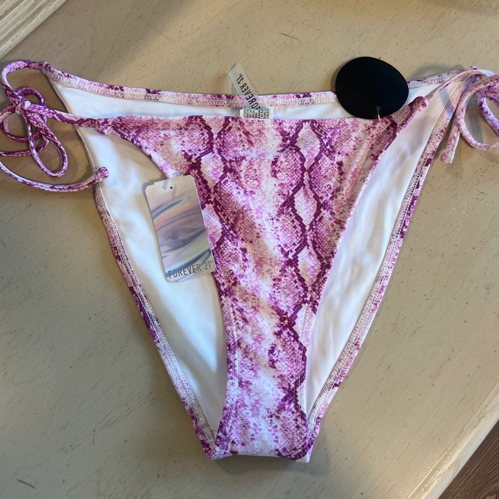 Forever 21 NWT Purple Snake Skin String Bikini Bottom